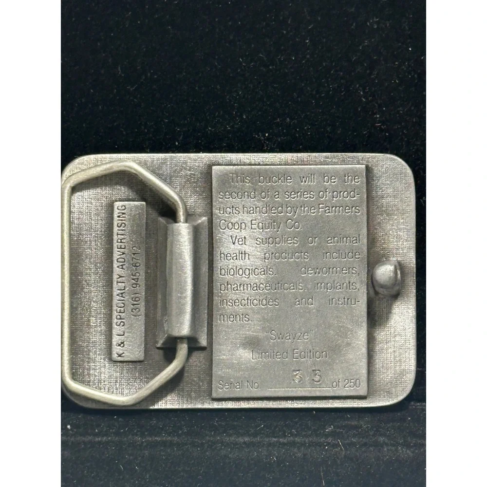Vintage 1989 Farmers Coop Isabel KS Cow Vet Limited Edition 33/250 Belt Buckle